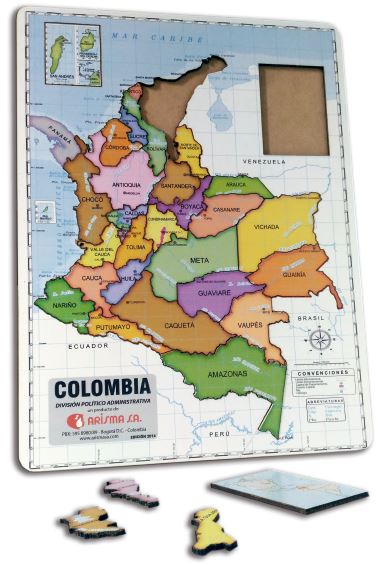 Rompecabezas de Colombia en madera